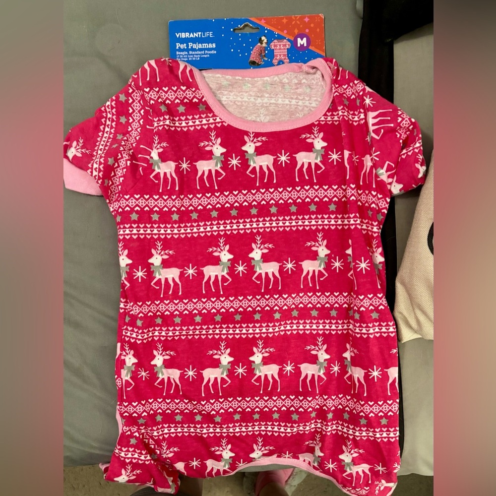 Vibrant Pink Reindeer Pet Pajamas